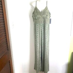 Derek Heart Olive Green & White Crochet Jumpsuit, Size 2X, NWT